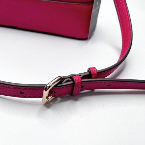NWT KATE SPADE HANNA PEBBLED LEATHER SHOULDER BAG IN DARK PINK - OS - Picture 7 of 9